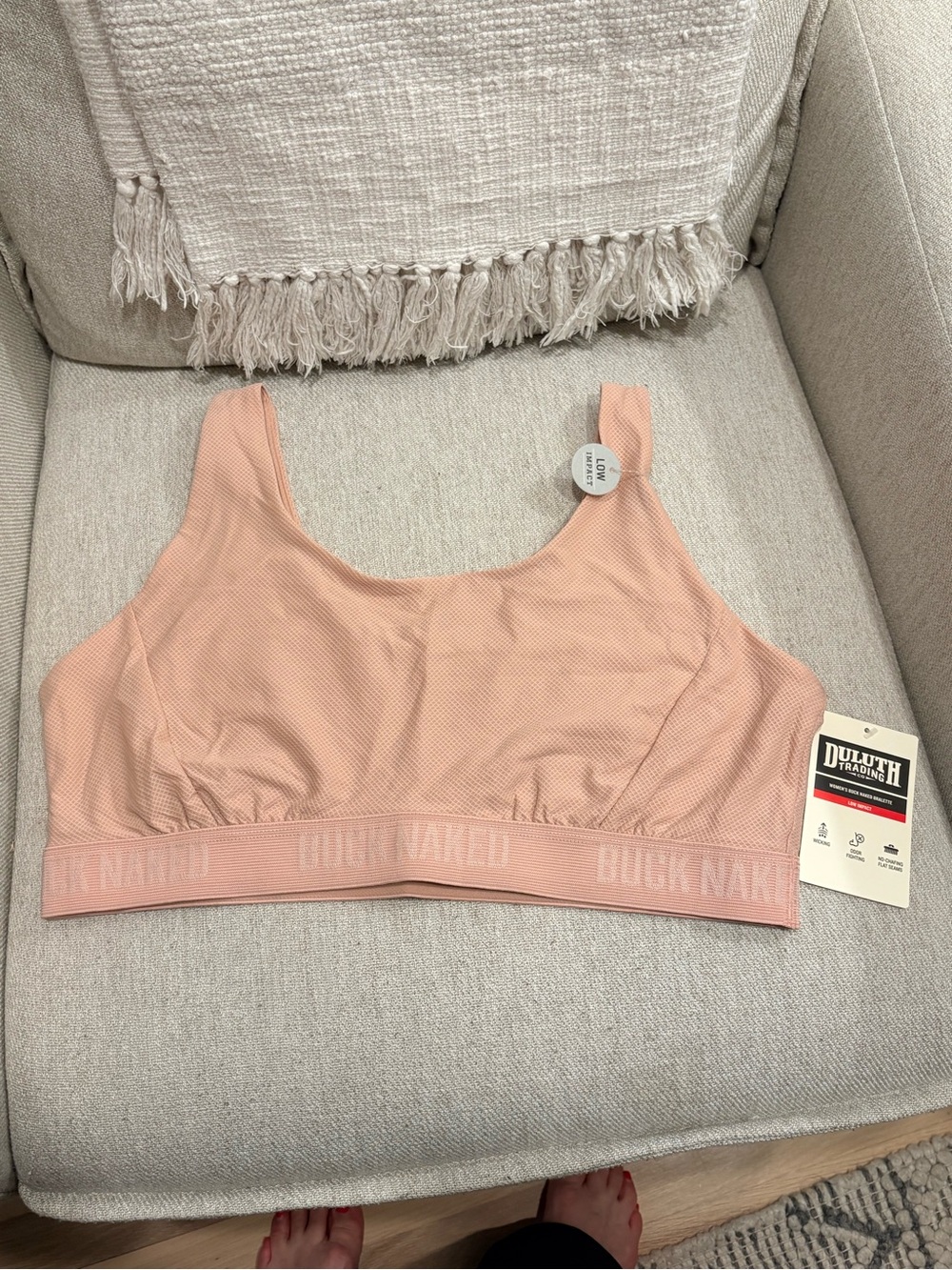 Duluth Trading Co Blush Wirefree “Buck Naked” Comfort Bra NWT